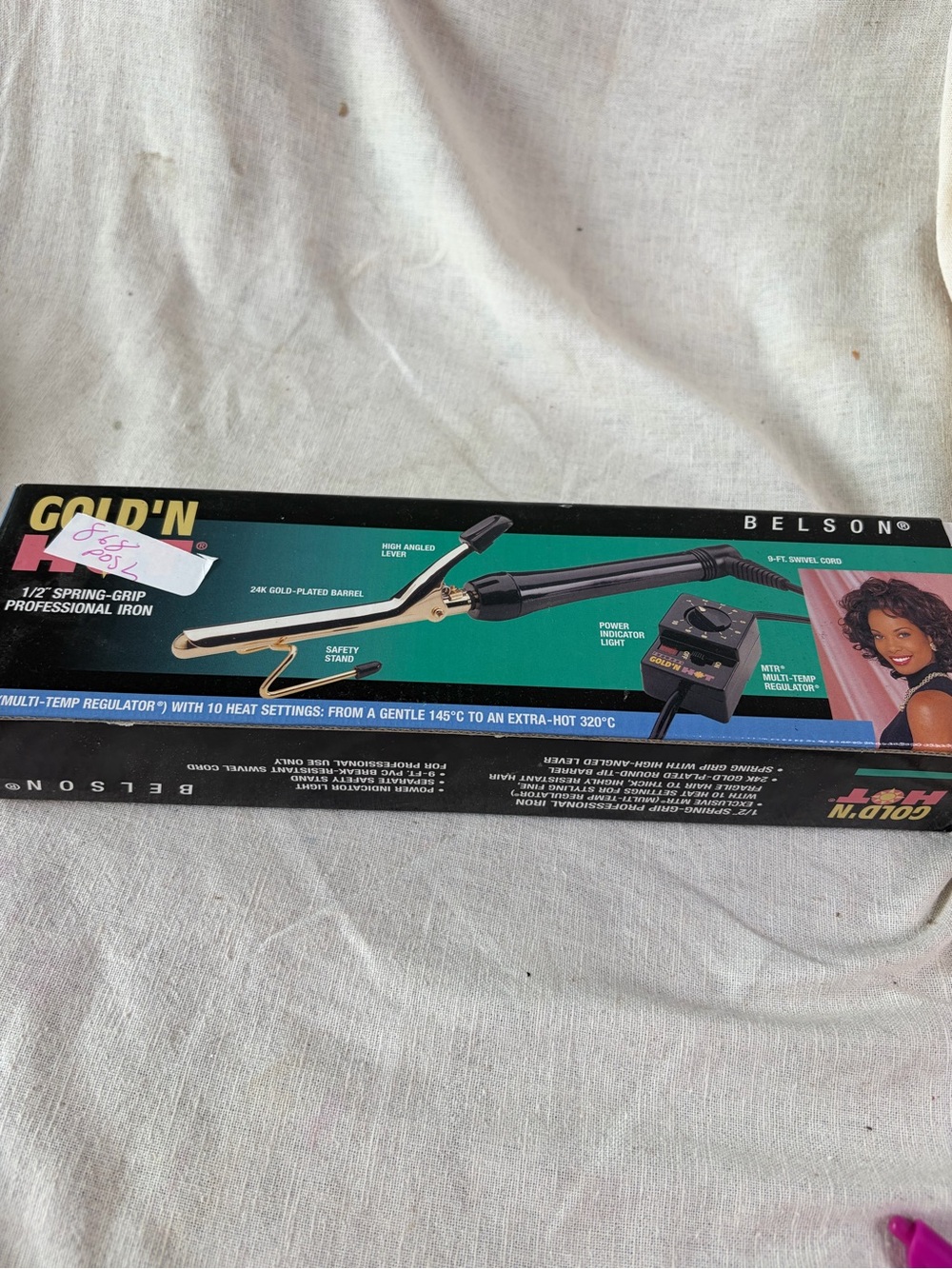 Gold'N 1/2" Spring-Grip Professional Iron by Belson - Black & Gold